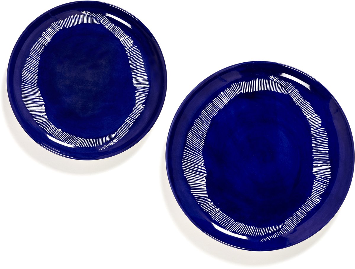 Serax - fête ottolenghi - assiette m - bleu foncé blanc - 22 ø - 2 pièces