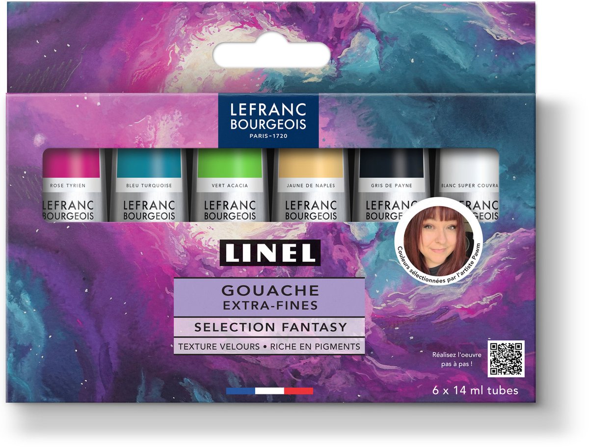 Lefranc bourgeois 302055 coffret gouache extra-fine linel « fantaisie » 6×14 ml | peinture gouache professionnelle