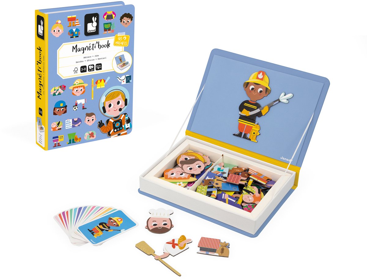 Janod - magnétibook - métiers - coffret de jeu livre magnétique