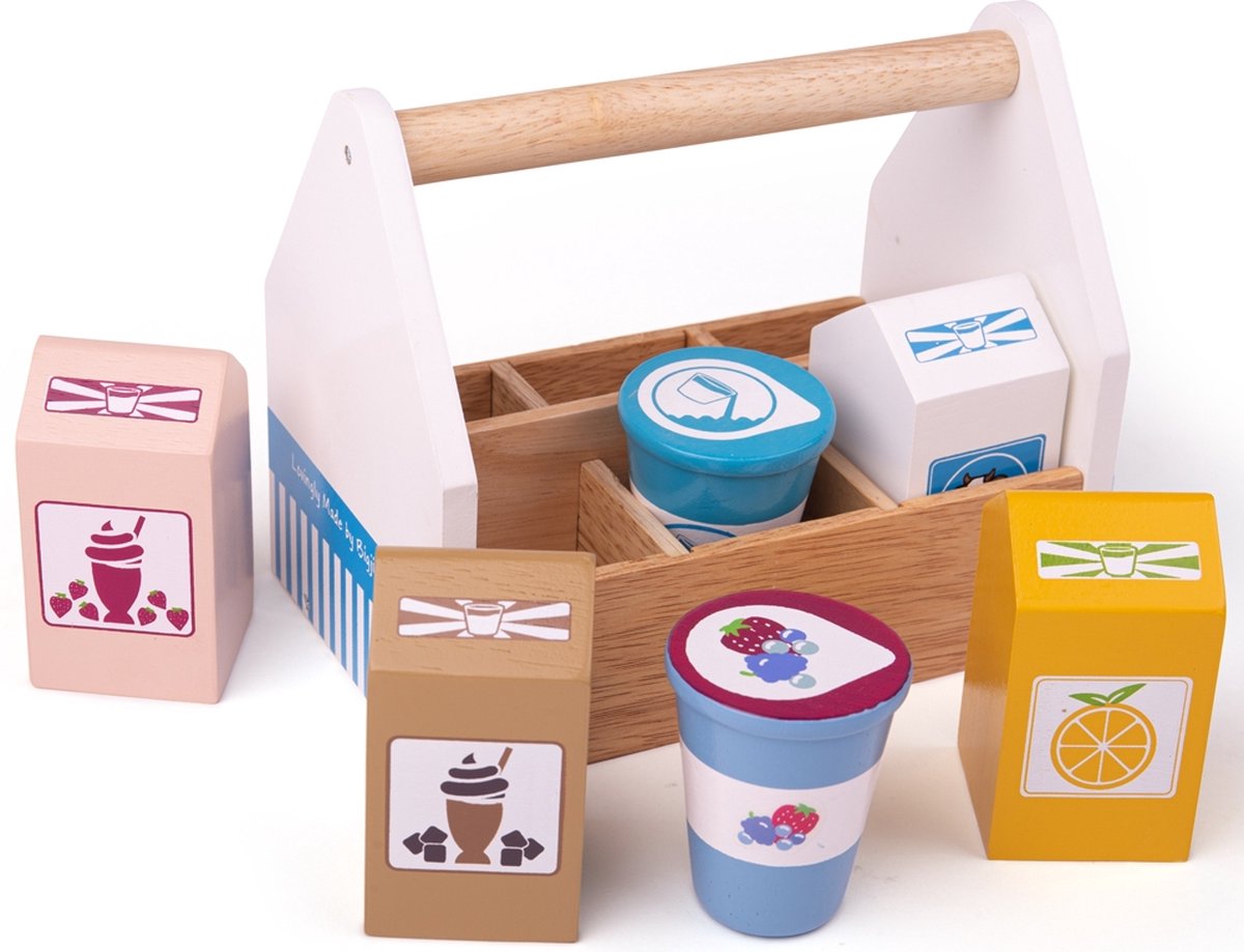 Jouets Bigjigs - caisse de produits laitiers en bois