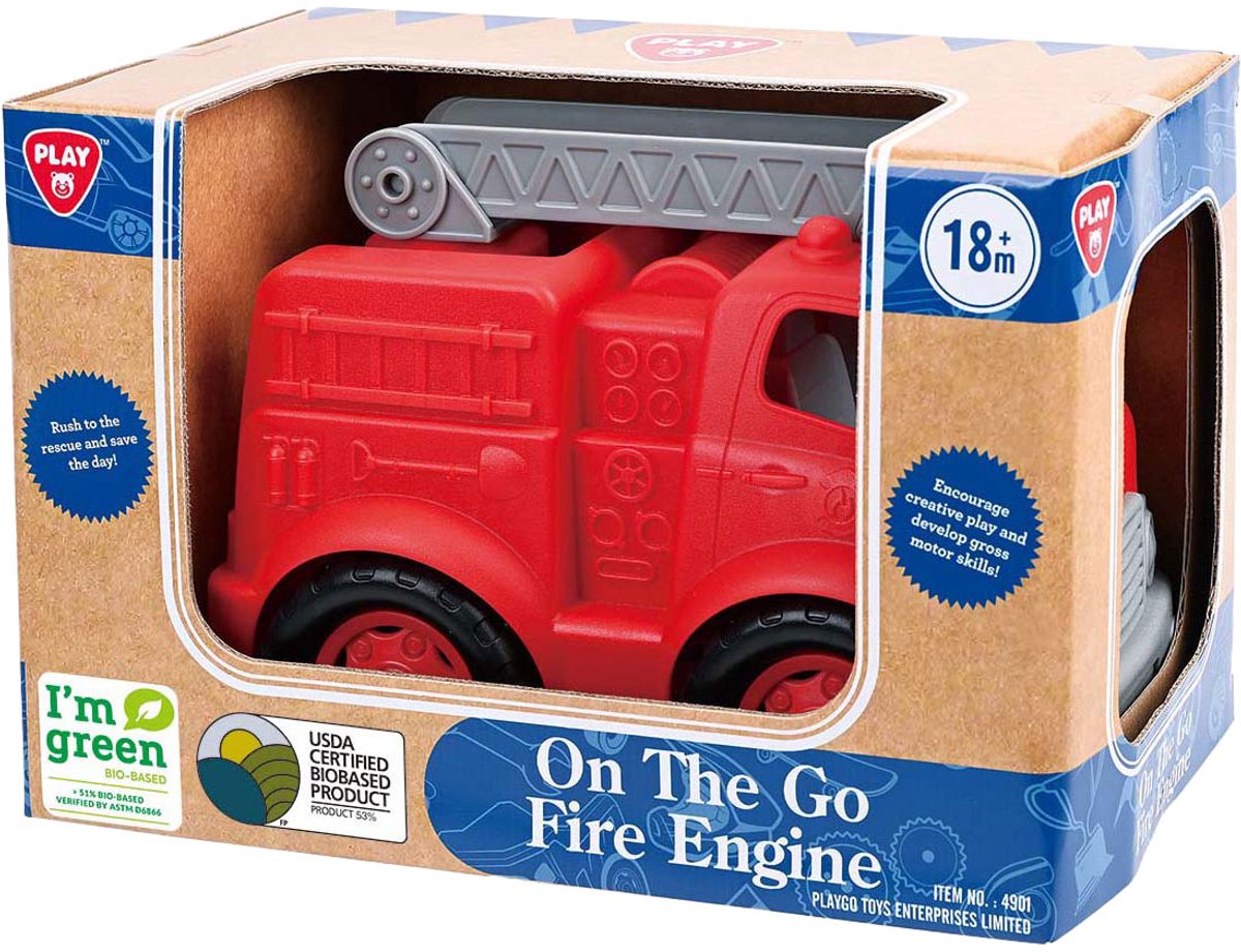 Camion de pompier biosourcé Playgo rouge - 28cm