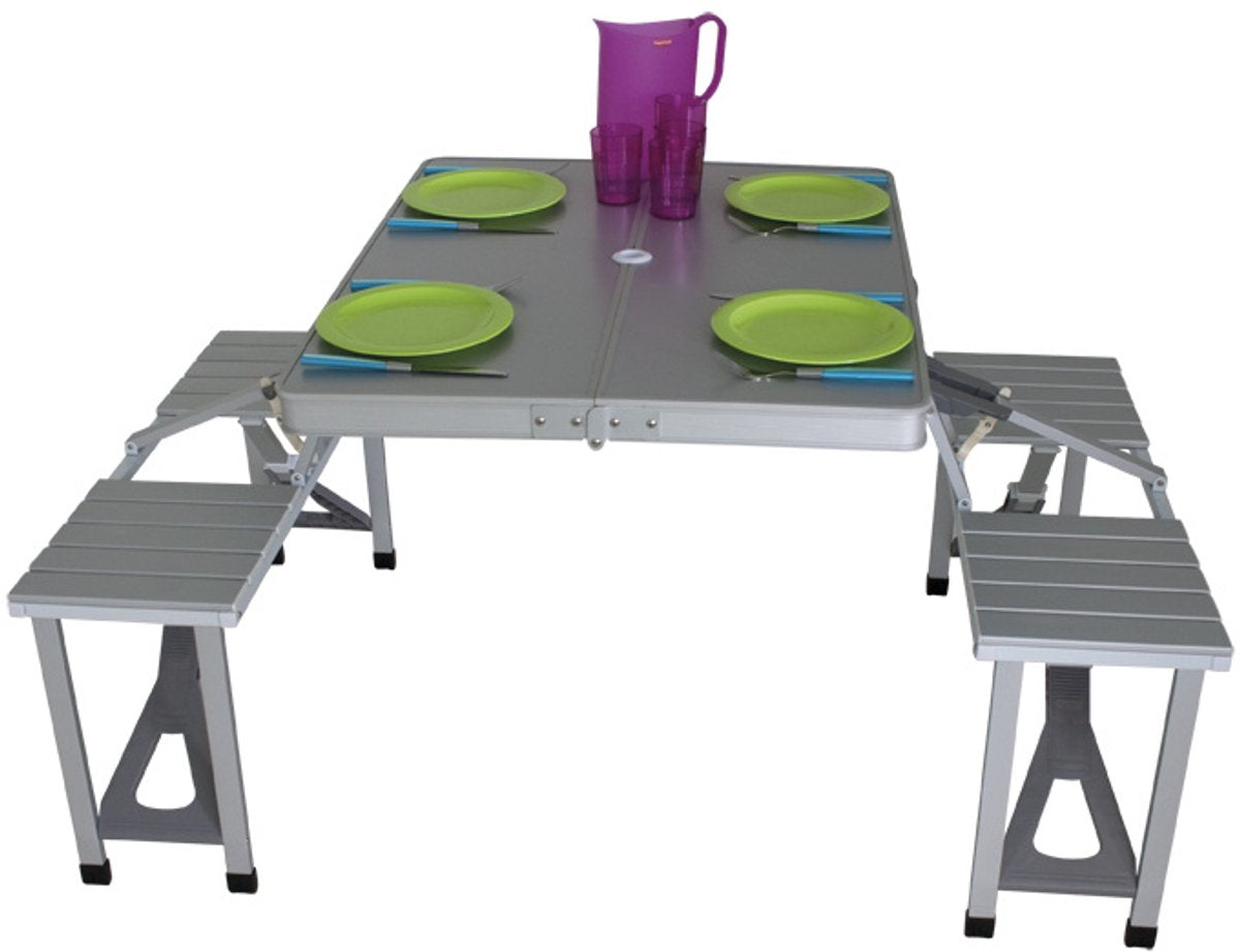 table de camping Limoux 86 x 68 cm aluminium gris