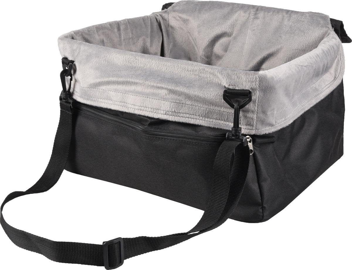 Siège auto Flamingo pour chien – siège auto ula noir – 41x36x25 cm – siège de voyage moelleux avec cadre renforcé – sûr et confortable pour les petits chiens