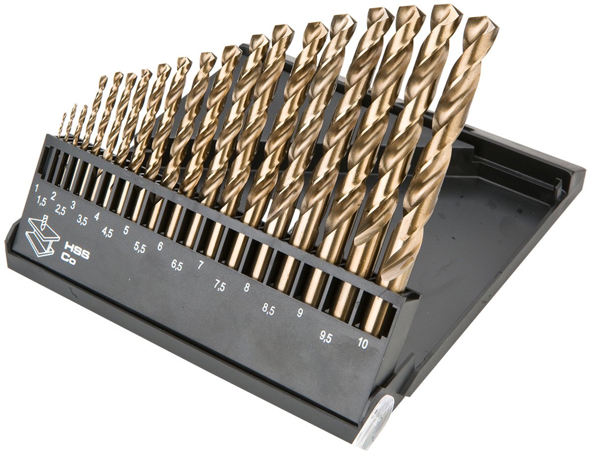 Série Graphite - jeu de forets à métaux hss-co - 19 pièces - 1,0-10,0 mm - 5% cobalt