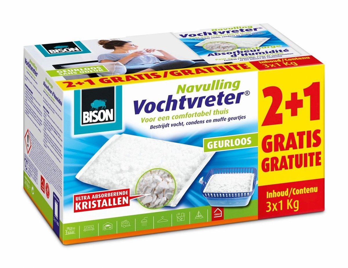 Bison absorbeur d'humidité ultra recharge 3x1k