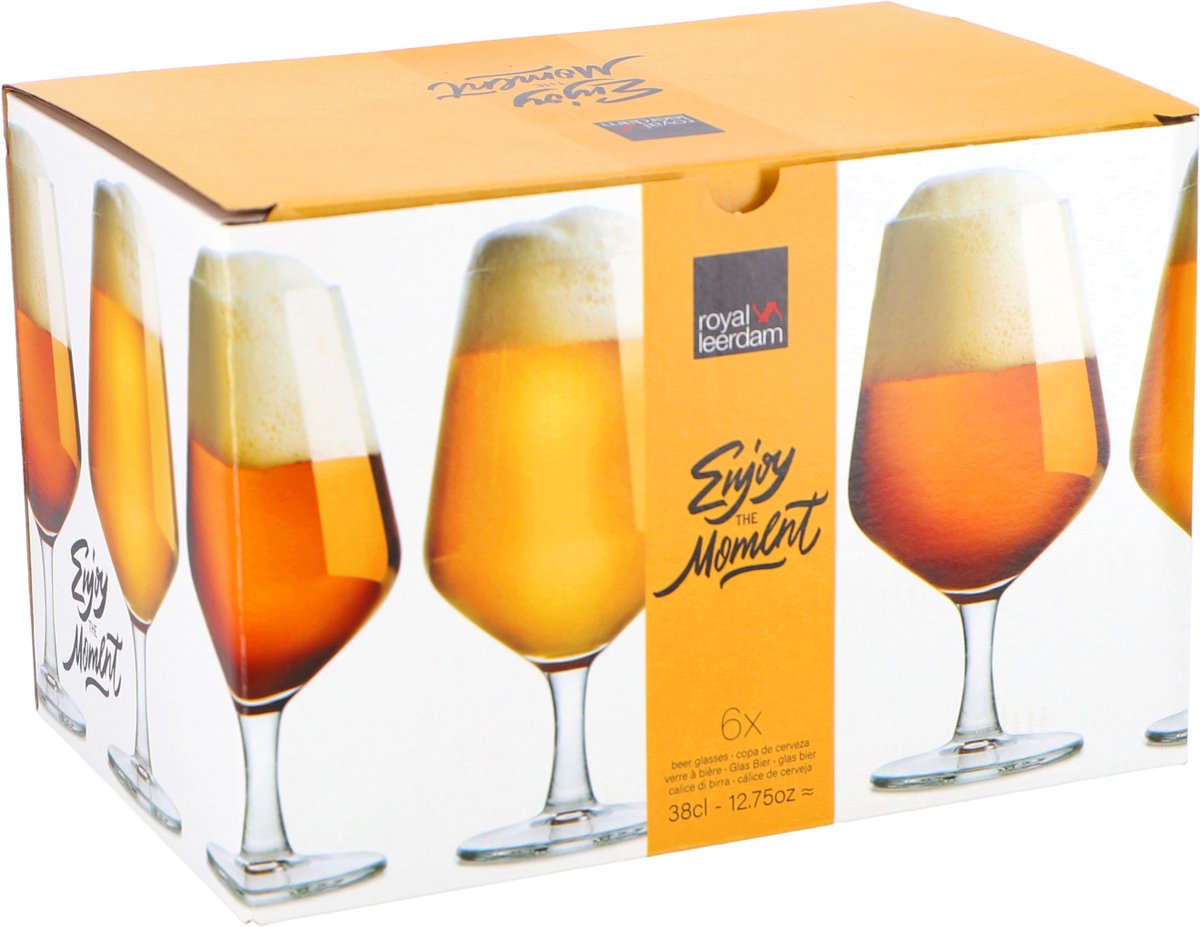 Service de verres à bière Royal Leerdam - 6 pièces - 38cl - verres à bière.