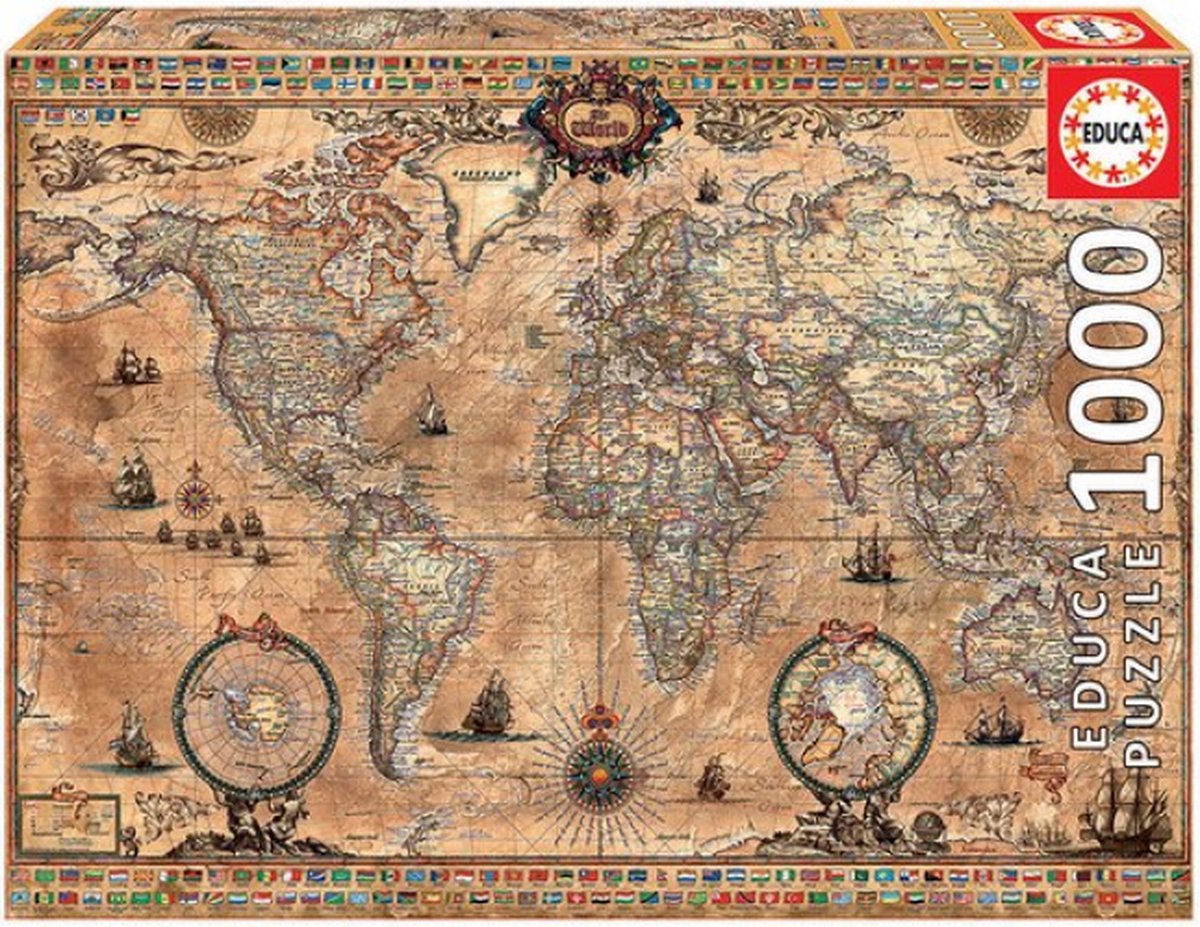 Educa - carte du monde antique - 1000 pièces - puzzle
