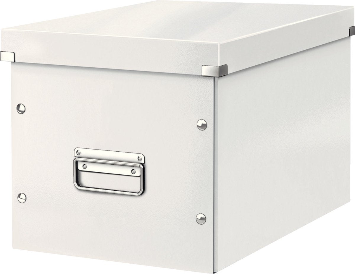 Grande boîte de rangement Leitz wow click store cube - 80 % carton recyclé - 32 x 31 x 36 cm (LxHxP) - blanc