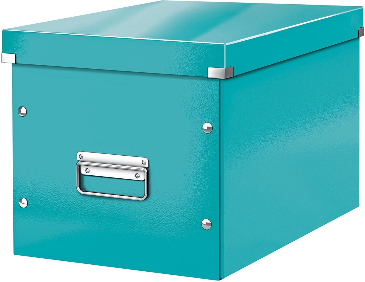 Leitz wow click store cube grande boîte de rangement - 80 % carton recyclé - 32x36 (lxp) cm - bleu glacier