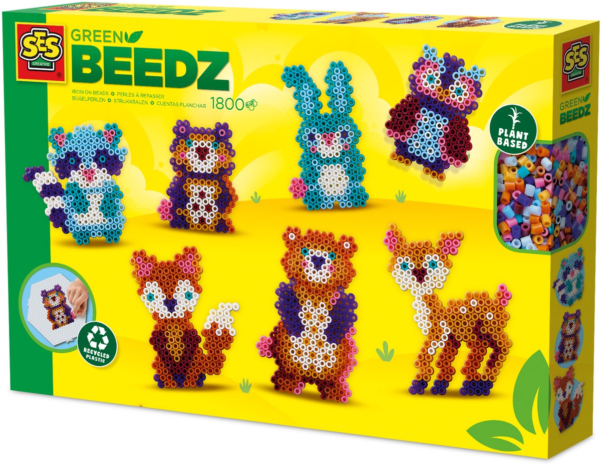 Ses creative ses green beedz - set de perles thermocollantes animaux de la forêt