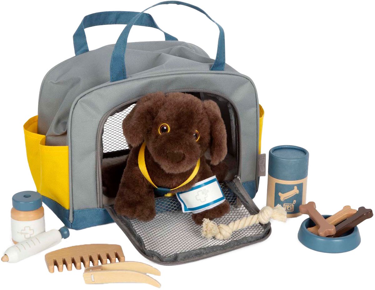 Small foot - peluche chien avec sac de transport et kit de soins