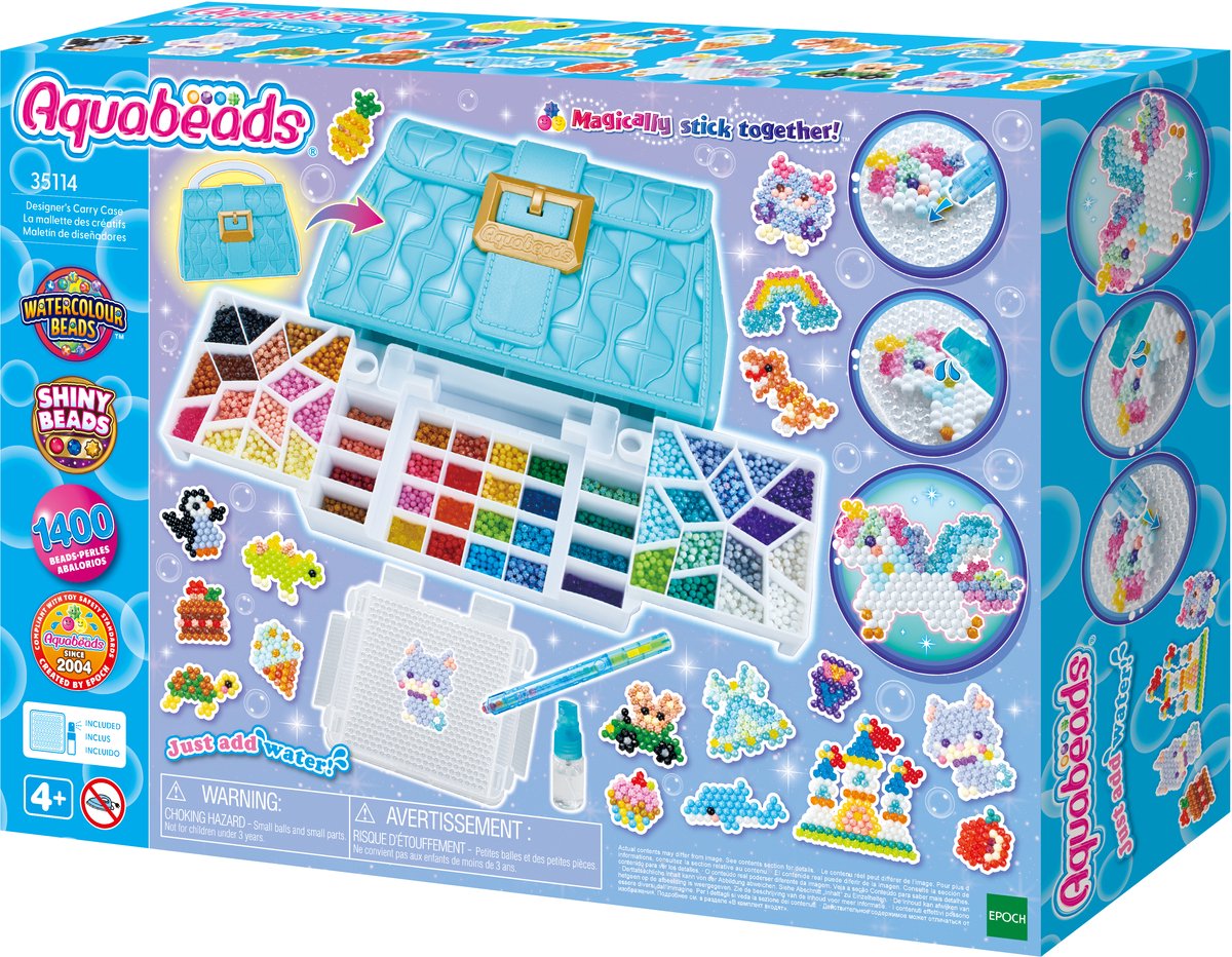 Aquabeads Design Studio (sac) - kit de bricolage complet 1400 perles en 48 couleurs - comprenant un sac à emporter pratique et une poubelle de tri