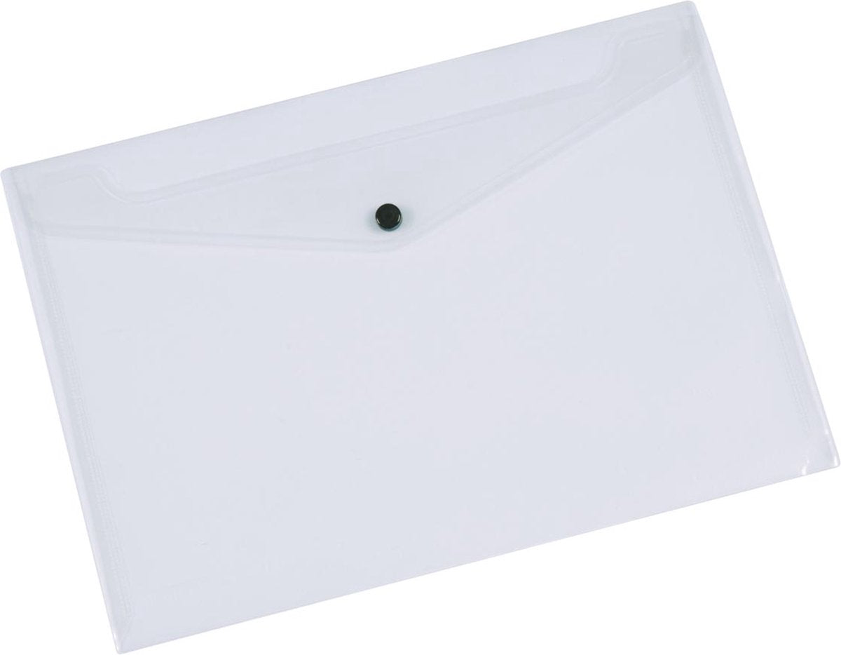 Chemise à documents Q-connect, a4, pp transparent, fermeture à bouton-poussoir, 12 pièces