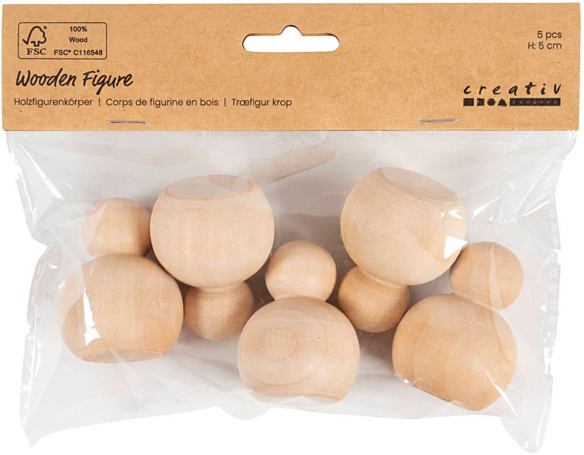 Creativ company figurines artisanales en bois d'environ 5 cm lot de 5 bricolage.