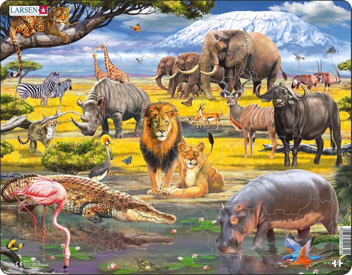 Selecta Larsen puzzle animaux - Savane africaine, 43 pcs.
