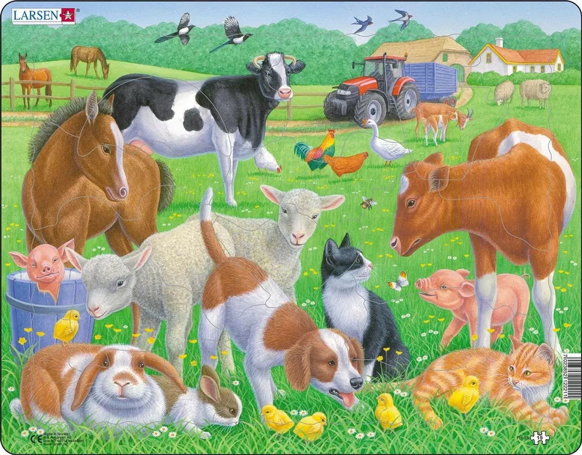 Selecta larsen puzzle animaux - animaux de compagnie et animaux de la ferme, 15 pcs.