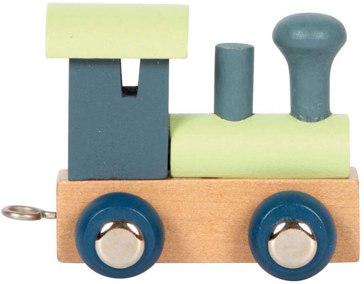 Small foot - train de lettres en bois polaire - locomotive bleu vert - 12 pièces