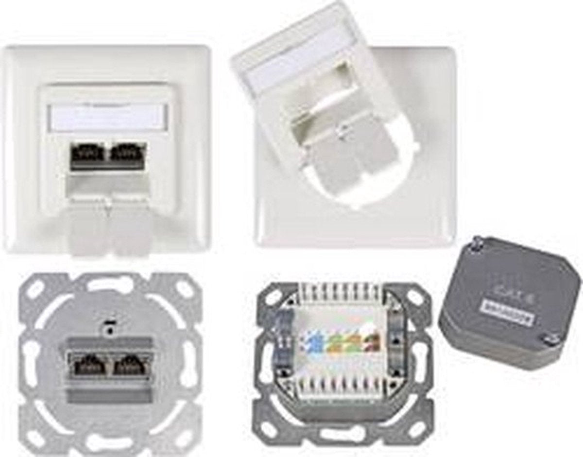 EFB Elektronik prise murale Cat6 encastrée blindée 2 x RJ45 40° orientable blanc