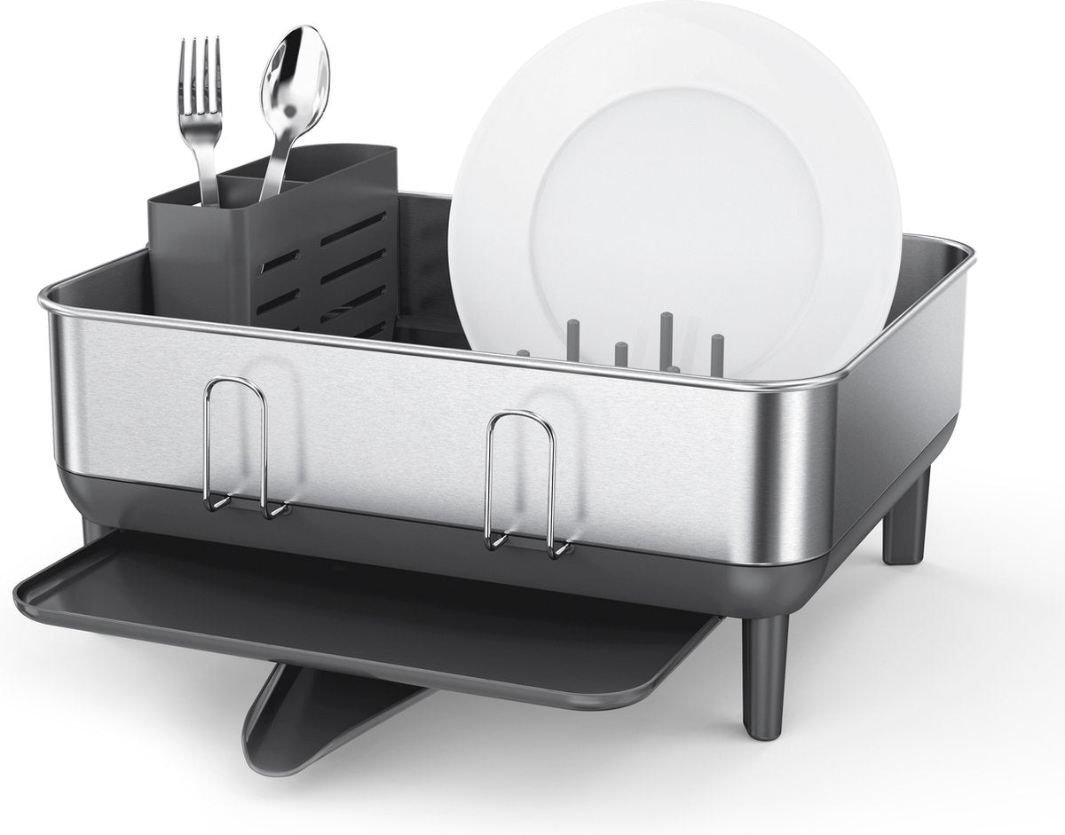 Simplehuman - égouttoir à vaisselle compact avec cadre en acier - argent - acier inoxydable