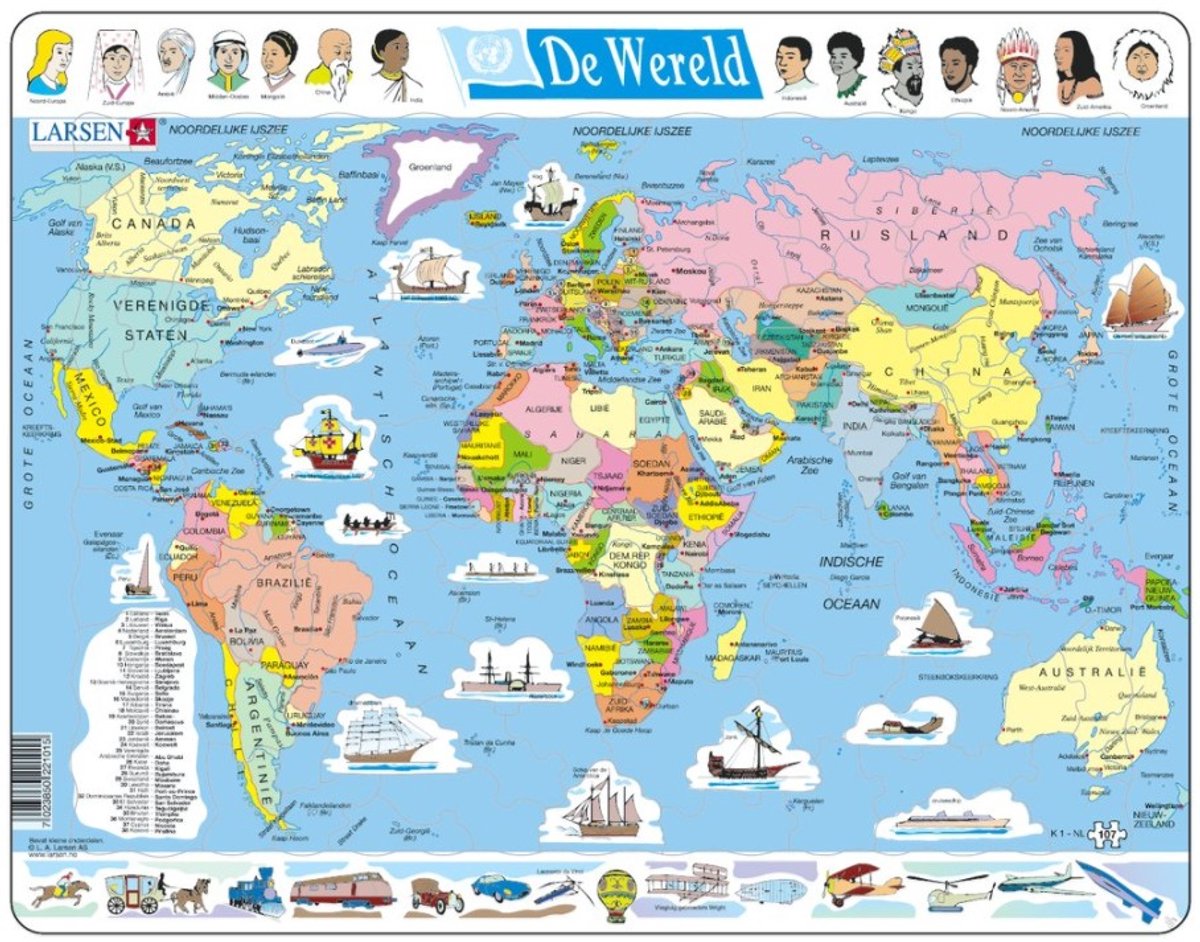 Carte du monde Selecta Larsen, 107 pièces.