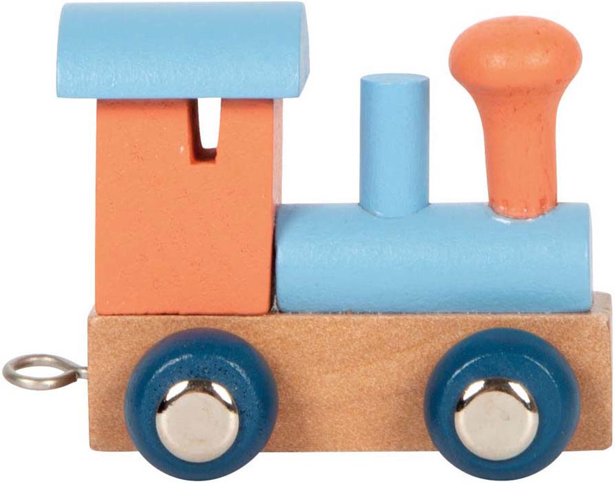 Small foot - train aux lettres en bois polaire - locomotive rose saumon - 12 pièces