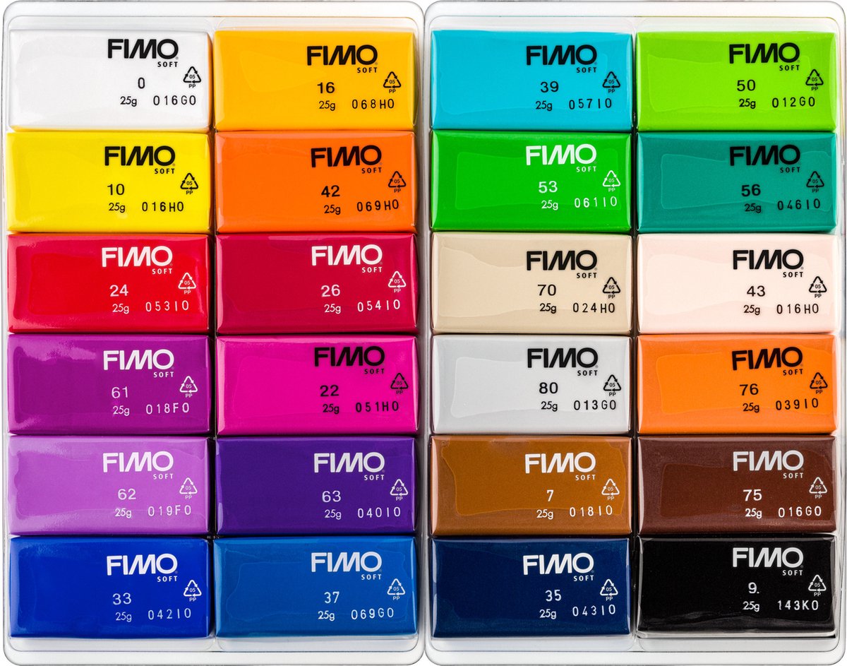 Fimo soft - pâte à modeler durcissant au four - pack couleurs - 24 couleurs de base