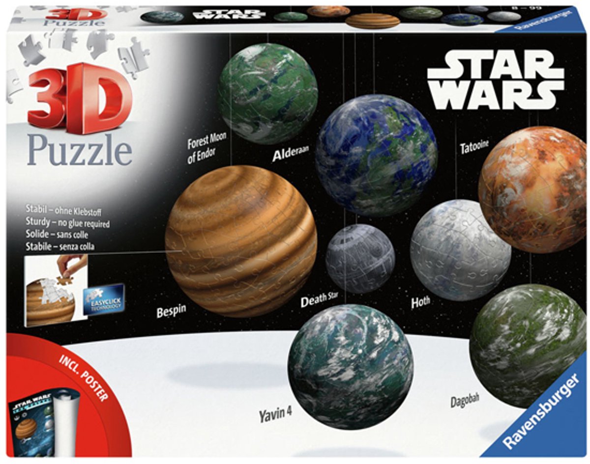 Puzzle 3D Ravensburger Star Wars Planète de la Galaxie, 531ème.