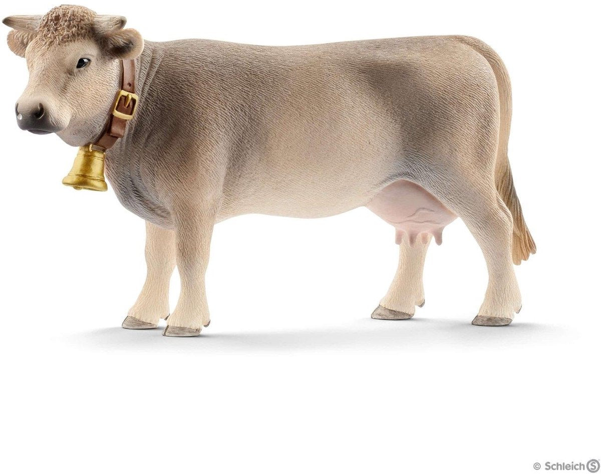 Figurine de jouet de vache Braunvieh de Schleich Farm World - réaliste et détaillée.