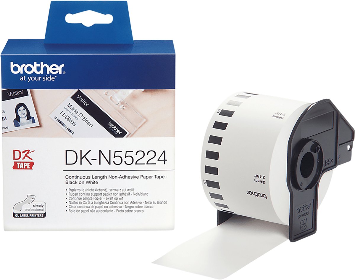 Brother ruban de papier thermique continu dk-n55224 54 mm x 30,50 m blanc 80 g m²