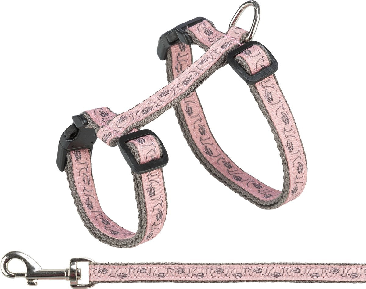 Trixie harnais pour chat avec laisse gris rose