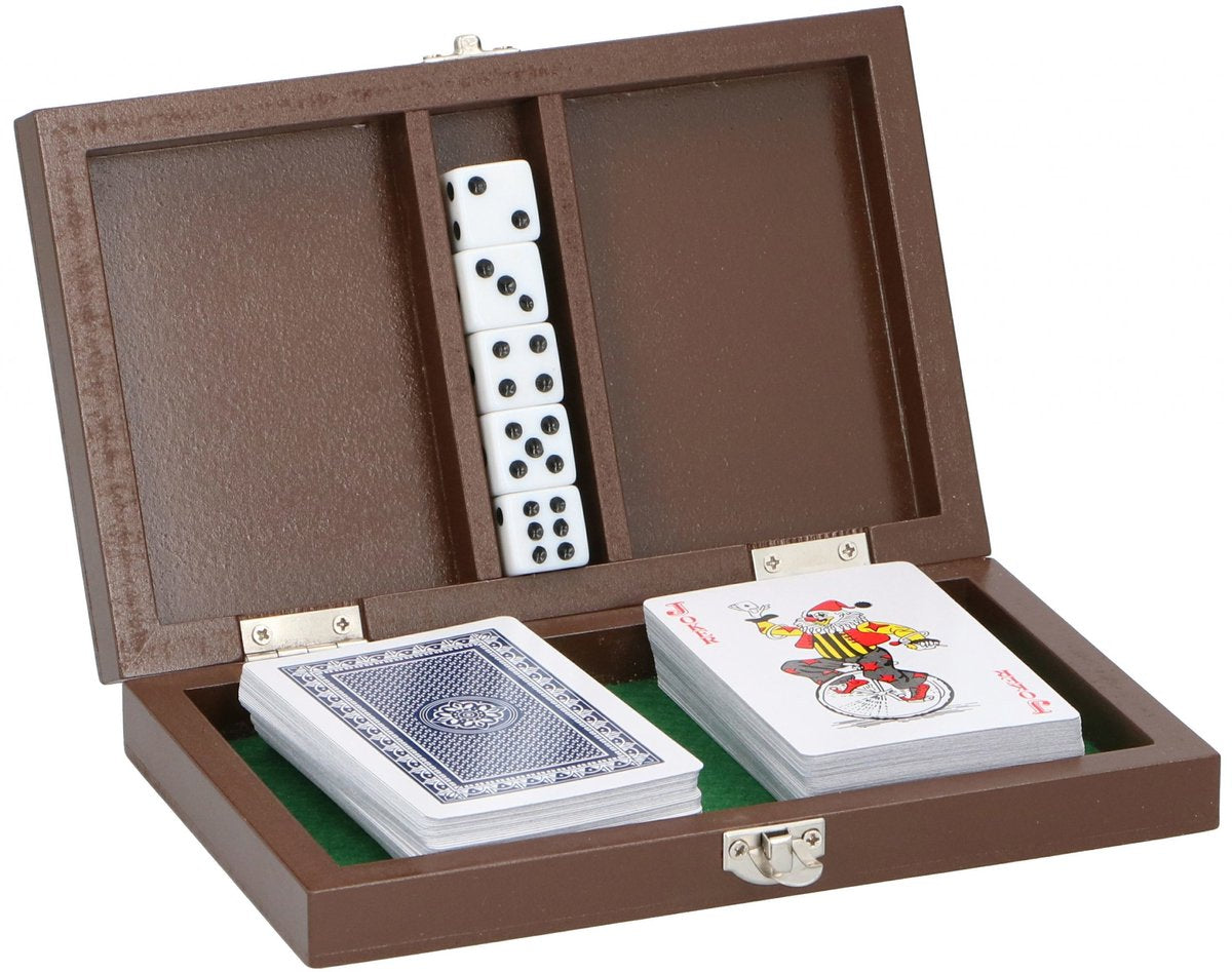 Eddy Toys jeu de cartes et dés dans une boîte en bois