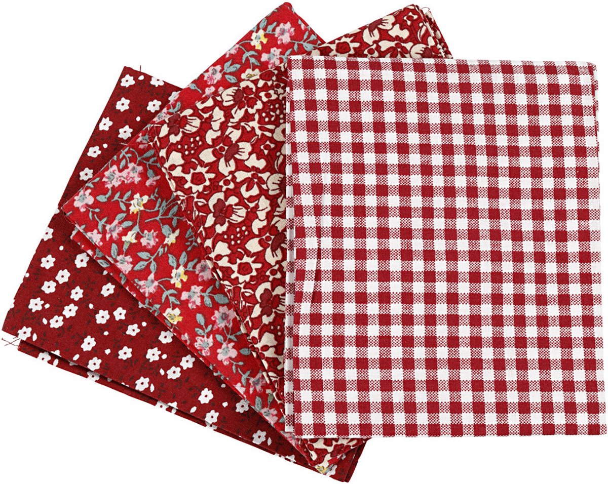 Tissu patchwork Creativ company rouge 45x55cm, 4 pcs.