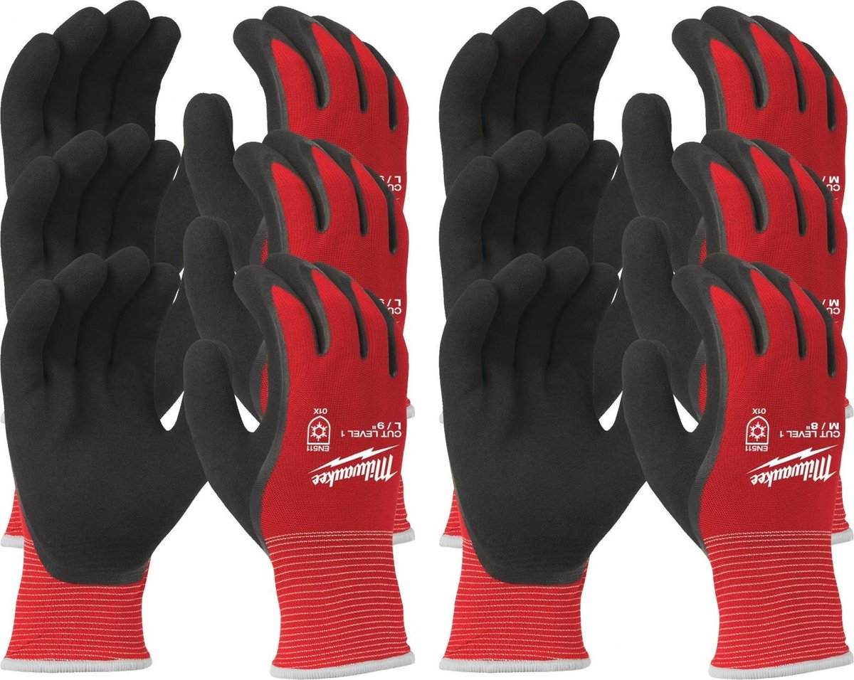 Milwaukee 4932471607 gants de travail - classe de coupe 1 - 9 l - 12 paires