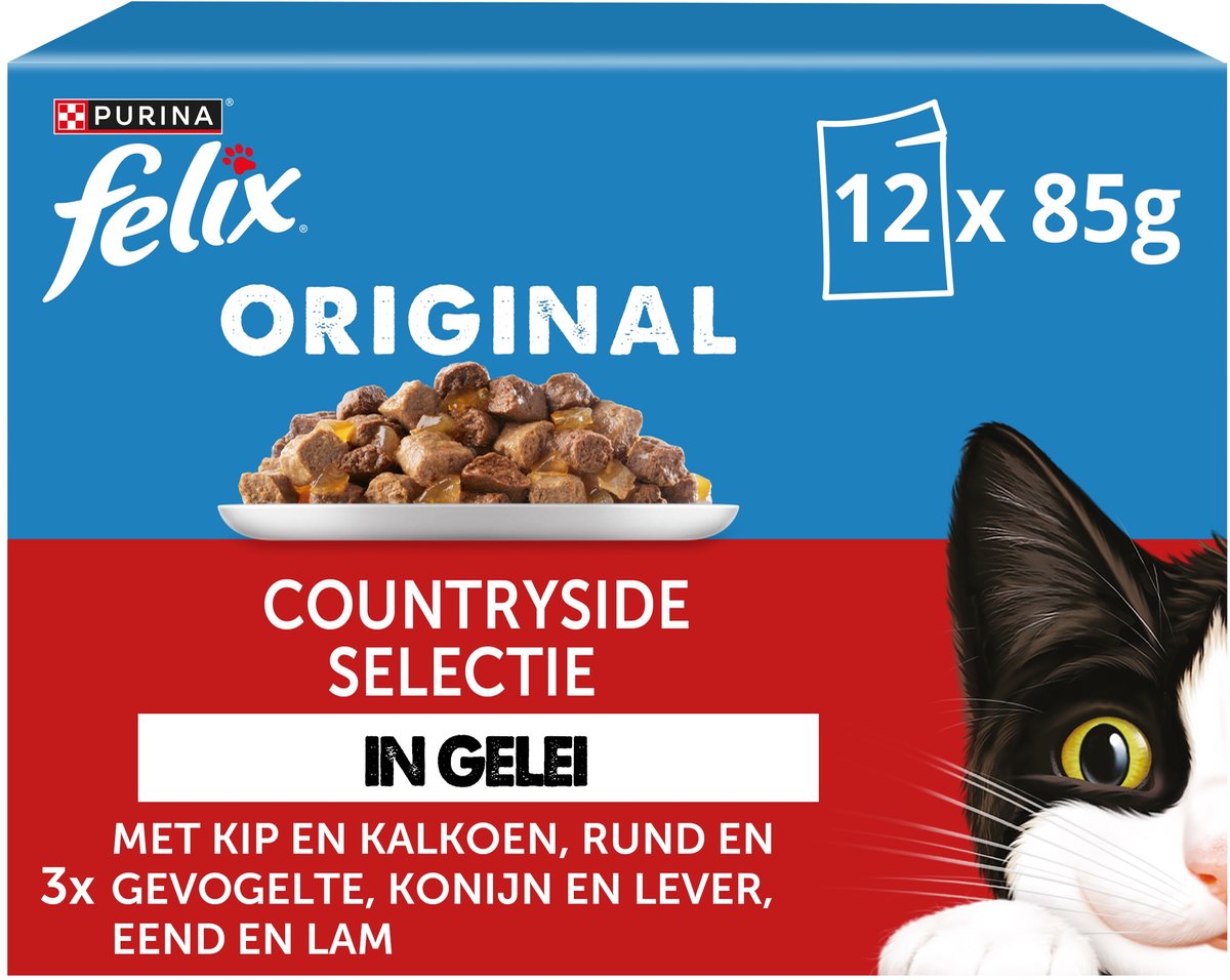 Felix original en gelée campagne sélection - nourriture humide pour chats - 48 x 85 g