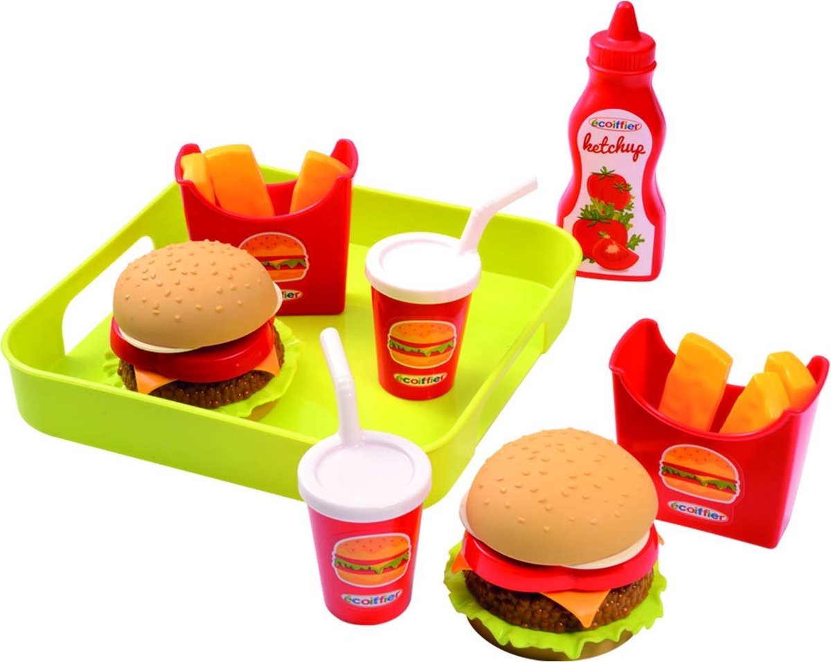 Set de jouets alimentaires Ecoffier plateau hamburger ecoiffier