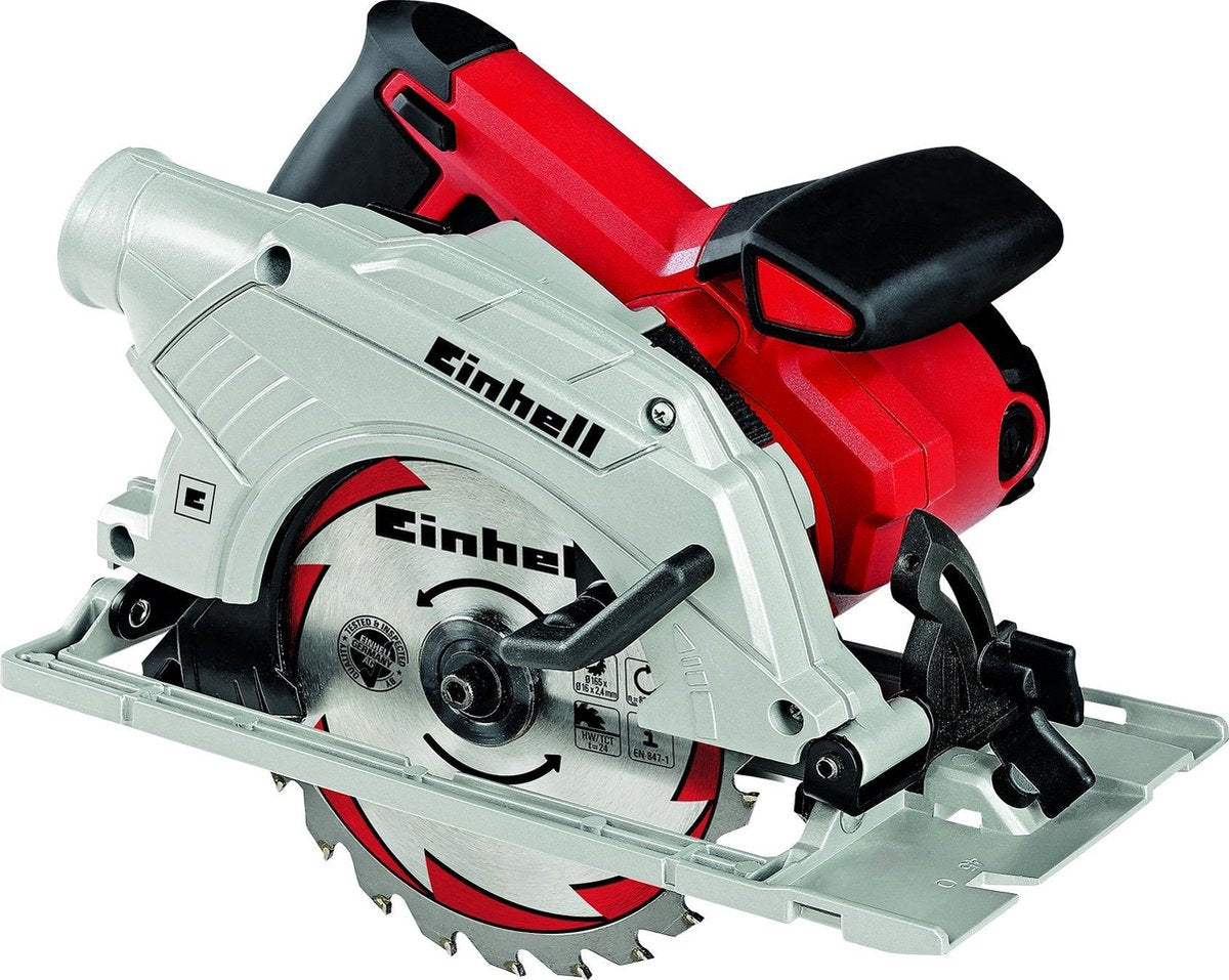 Scie circulaire Einhell te-cs 165 - 1200 w - 5 500 t min - ø165 - max. profondeur de coupe à 90° 45° : 55 40 mm - incl. 1x lame de scie (ø165x16x2,4 mm 24 dents)