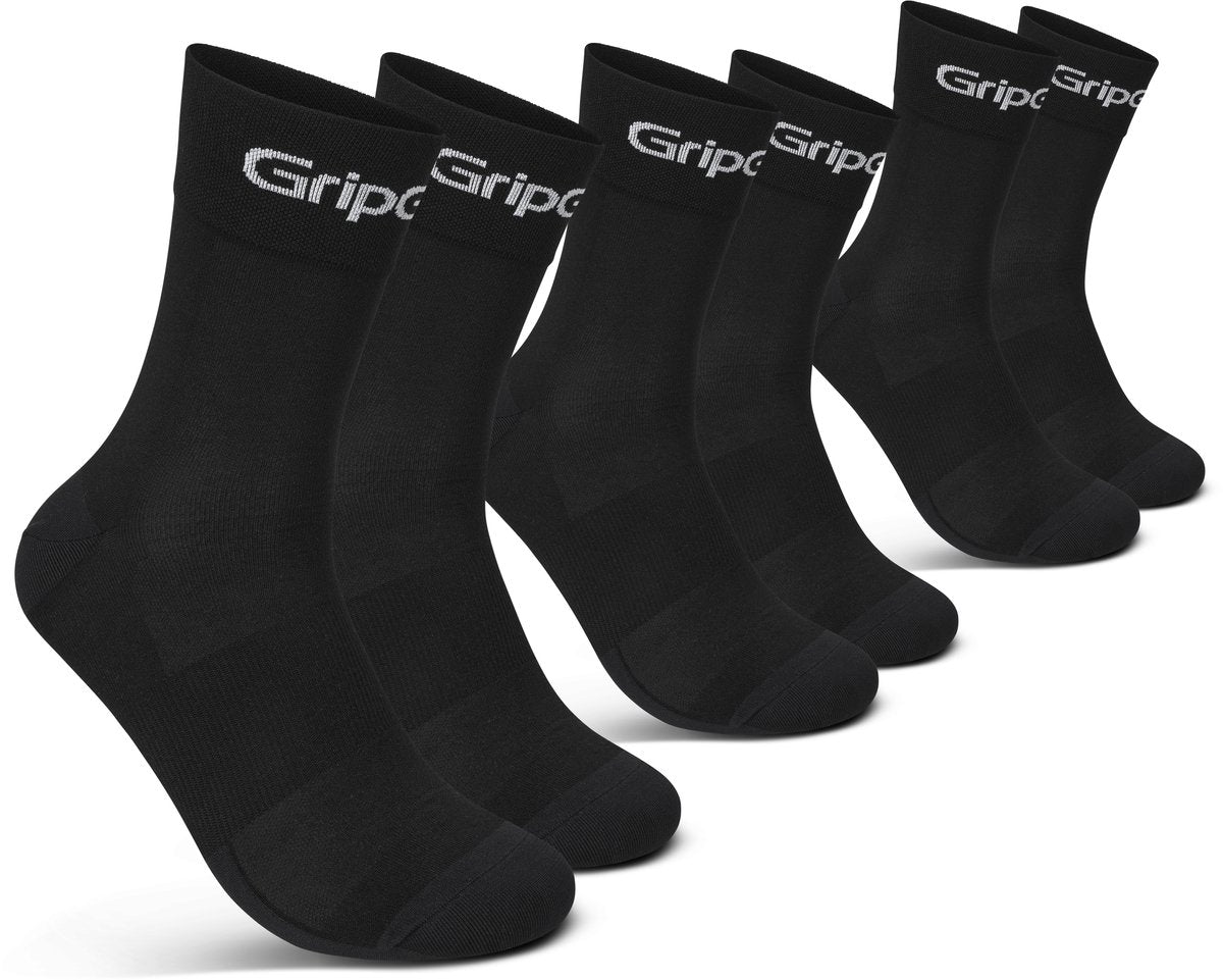 Gripgrab - chaussettes de cyclisme d'été coupe régulière ride 3 paires de chaussettes de cyclisme coolmax - unisexe - noir