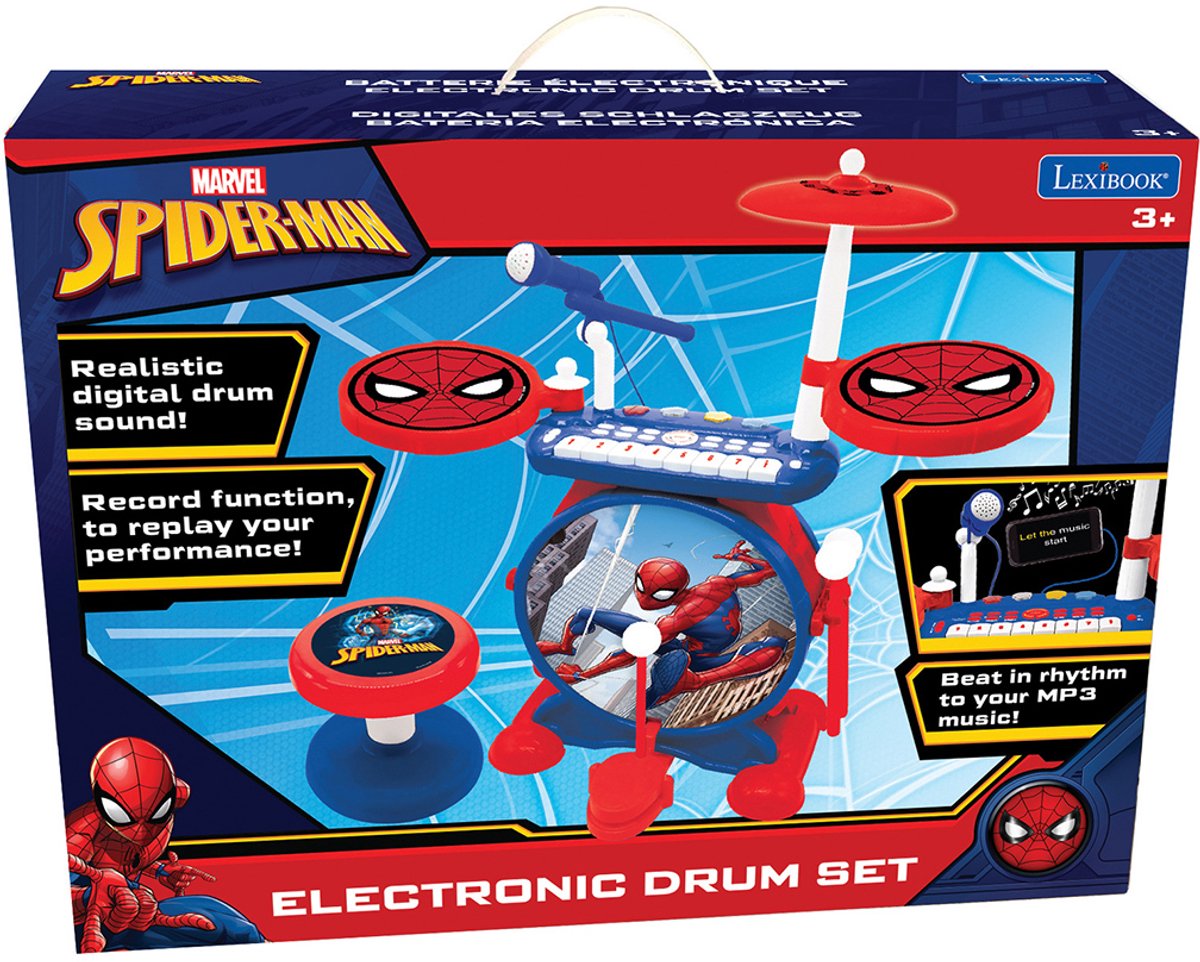 Lexibook my rock band spider-man batterie électronique lumineuse complète avec tabouret