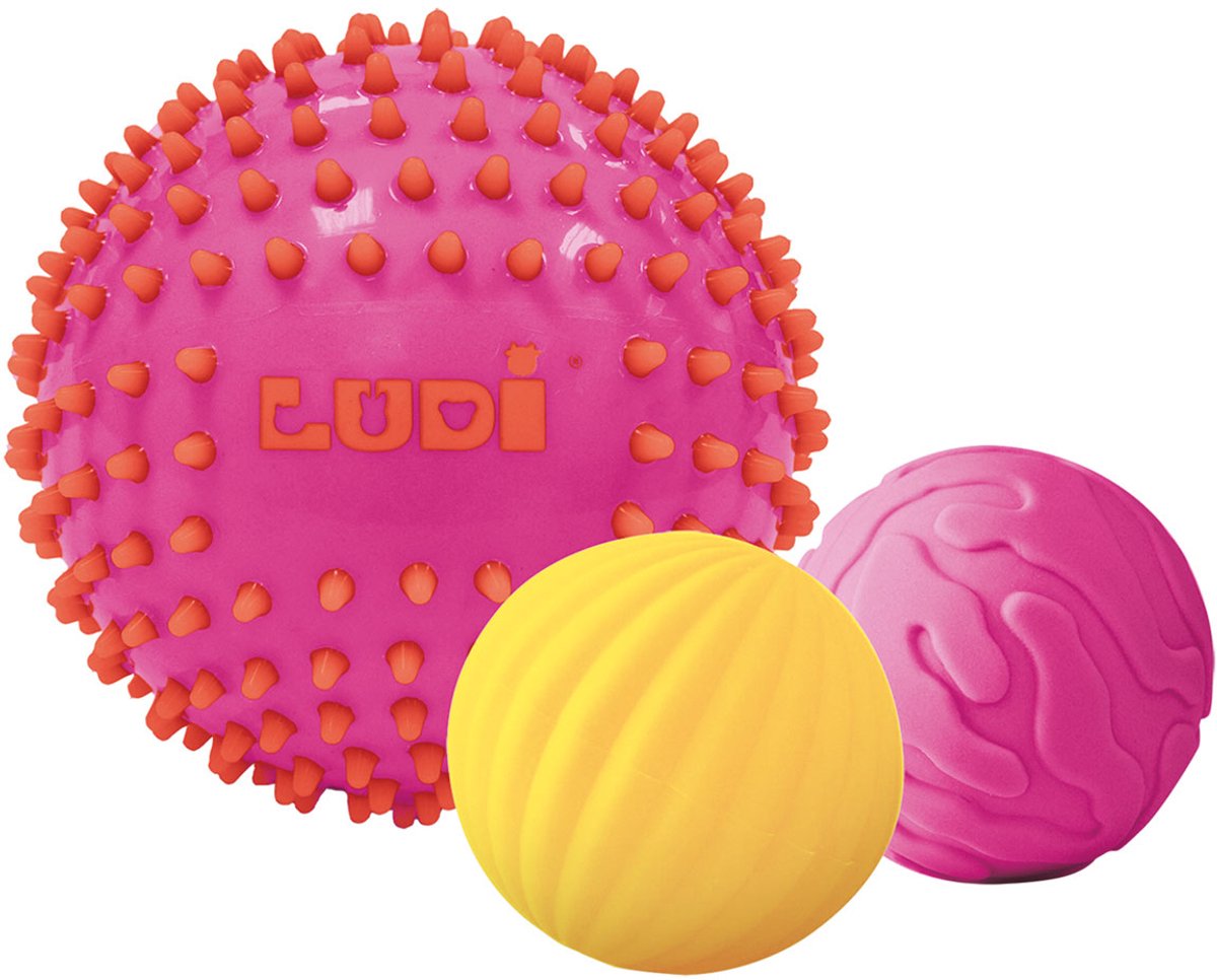 Ludi -3 boules sensorielles roses, ? 8 cm, ? 15 cm