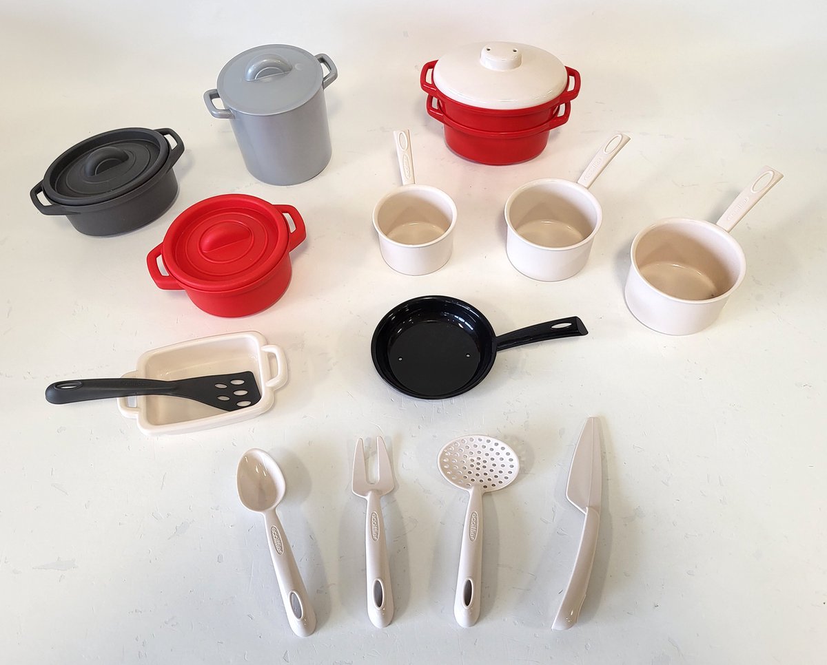 Poêles et batterie de cuisine Ecoiffier 100% chef, 19dg,