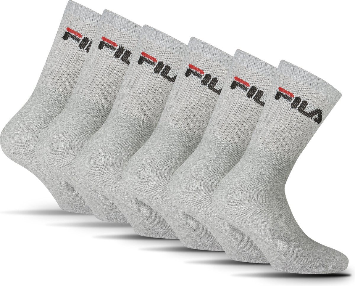 Chaussettes de sport Fila Crew - taille 39 42 - paquet de 6 - gris