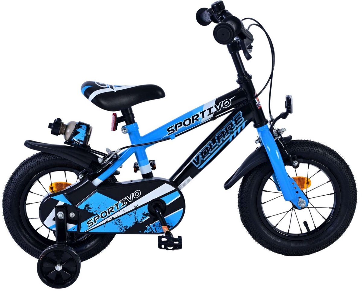 Vélo pour enfants Volare sportivo - garçons - 12 pouces - bleu noir - deux freins à main