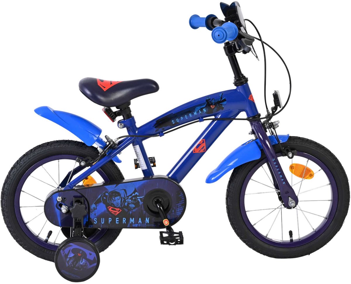 Vélo pour enfants Superman - garçons - 14 pouces - bleu - deux freins à main