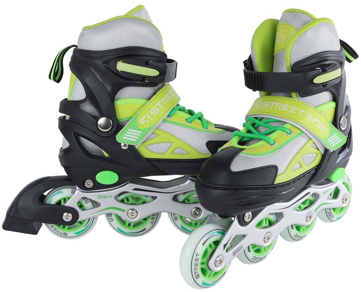 Rollers en ligne Street Rider vert noir réglables, taille 33-36