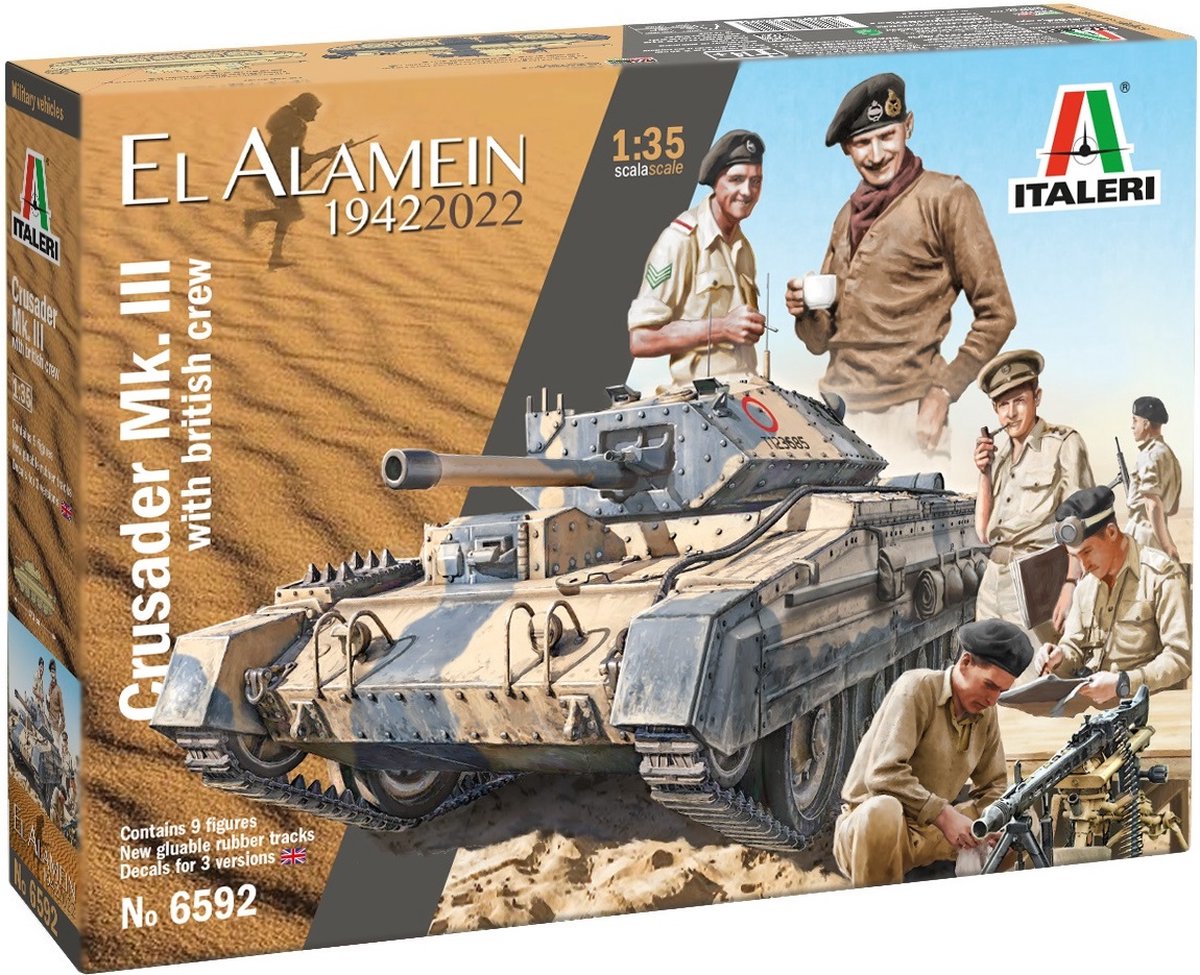 Maquette Italeri véhicules militaires - 6592 crusader mk. iii avec équipage britannique en plastique - 1:35 - maquette