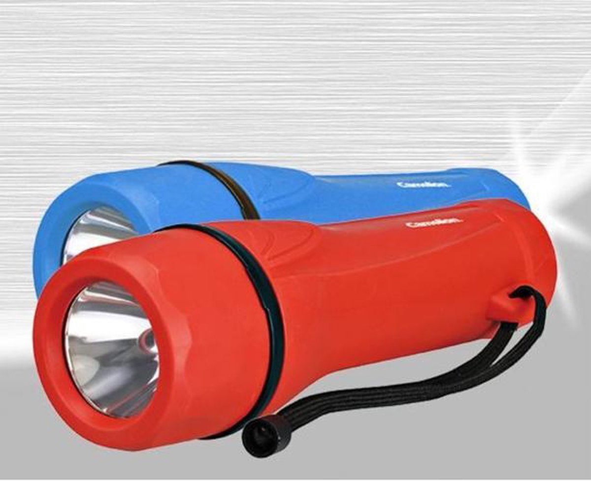 Lampe de poche en caoutchouc Camelion avec 2 piles D R20 - bleue