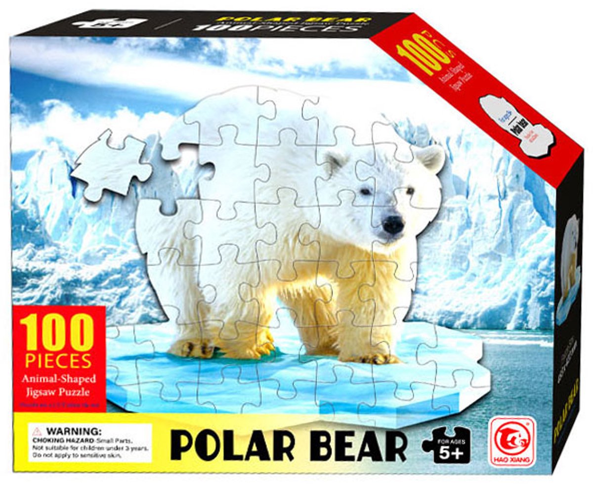 Puzzle en forme d'ours polaire, 100 pièces.