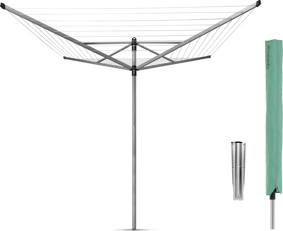 Brabantia lift-o-matic 60m + ancrage au sol + couvercle gris métallisé