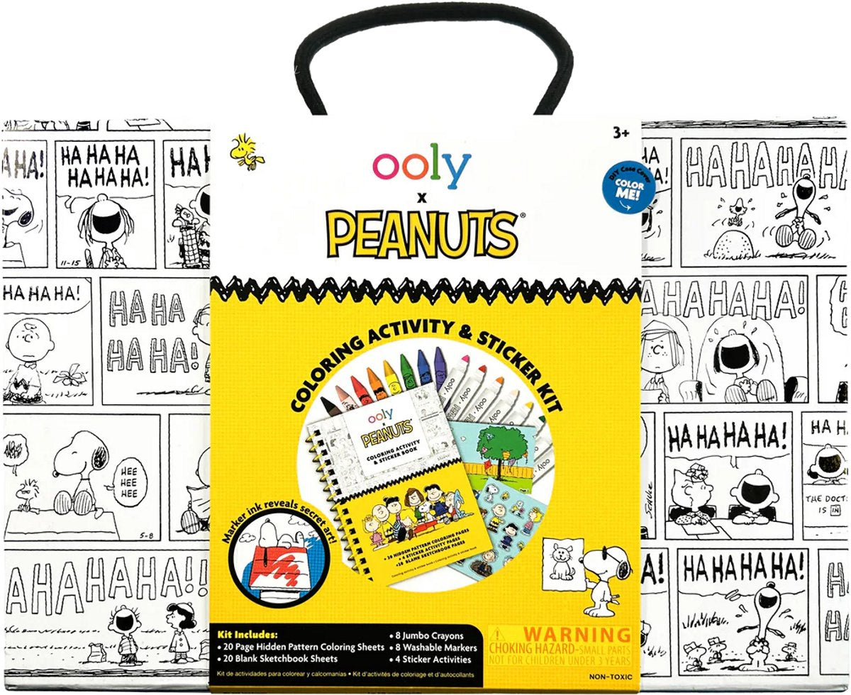 Ooly - x Peanuts - Ensemble de coloriage et autocollants Snoopy - 8 marqueurs lavables et crayons de couleur