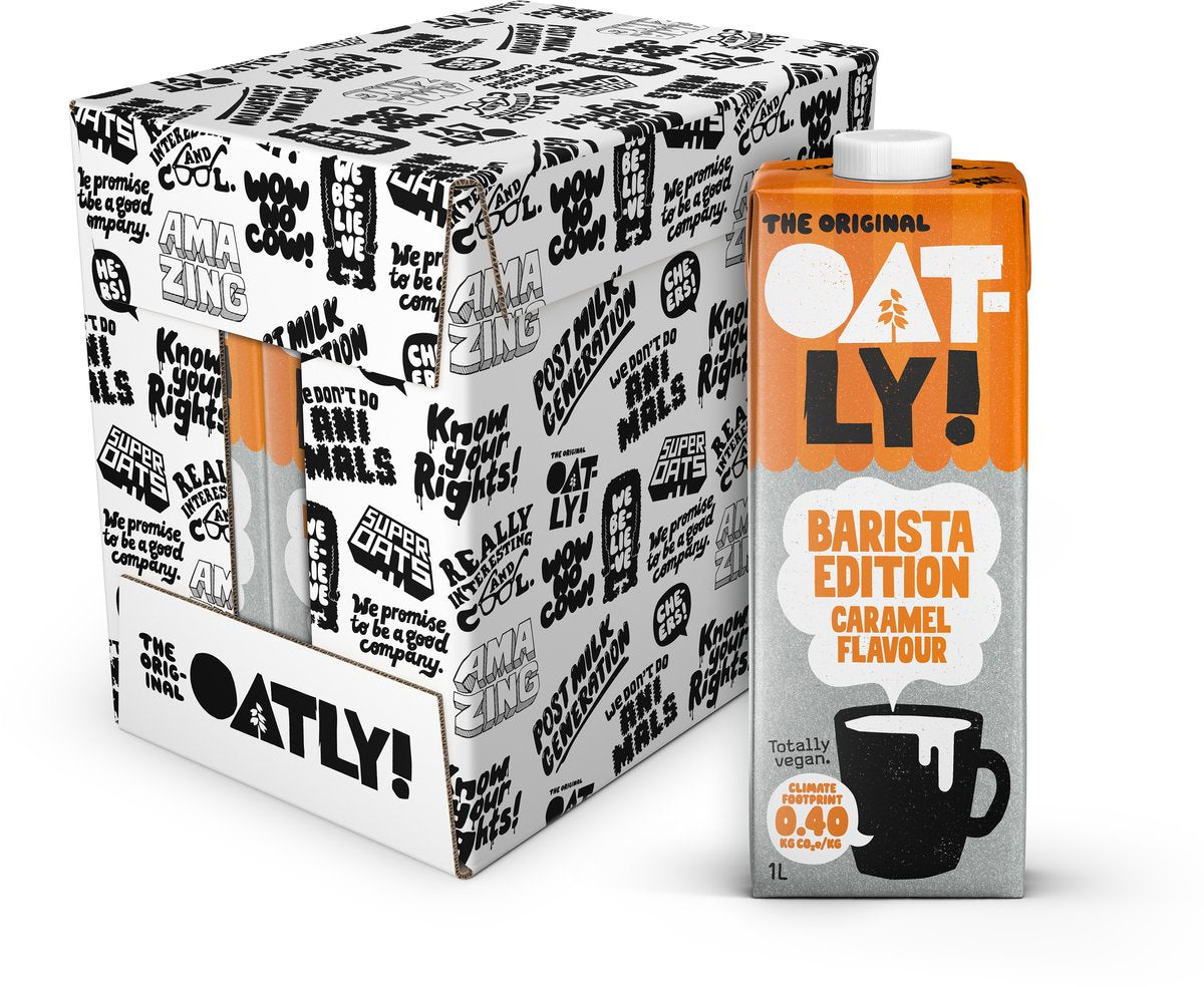 Ouah ! Oatly Oats Barista Edition Arôme Caramel - 6 pièces - (6l) - Lait végétal longue conservation - Caramel Barista - Pack économique